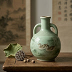 Celadon Mandarin Duck and Lotus Ceramic Vase
