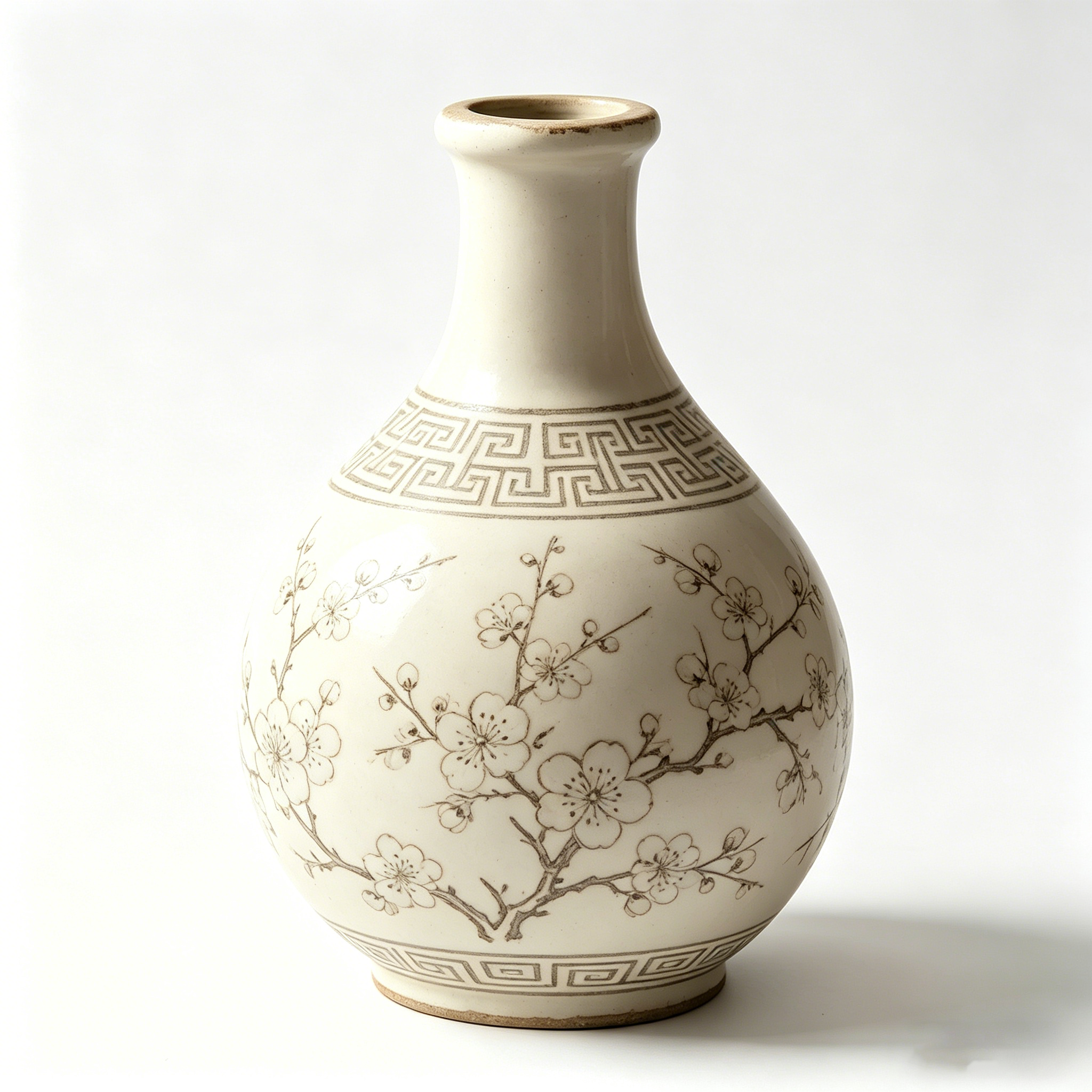 Sepia Blossom Ceramic Bottle Vase