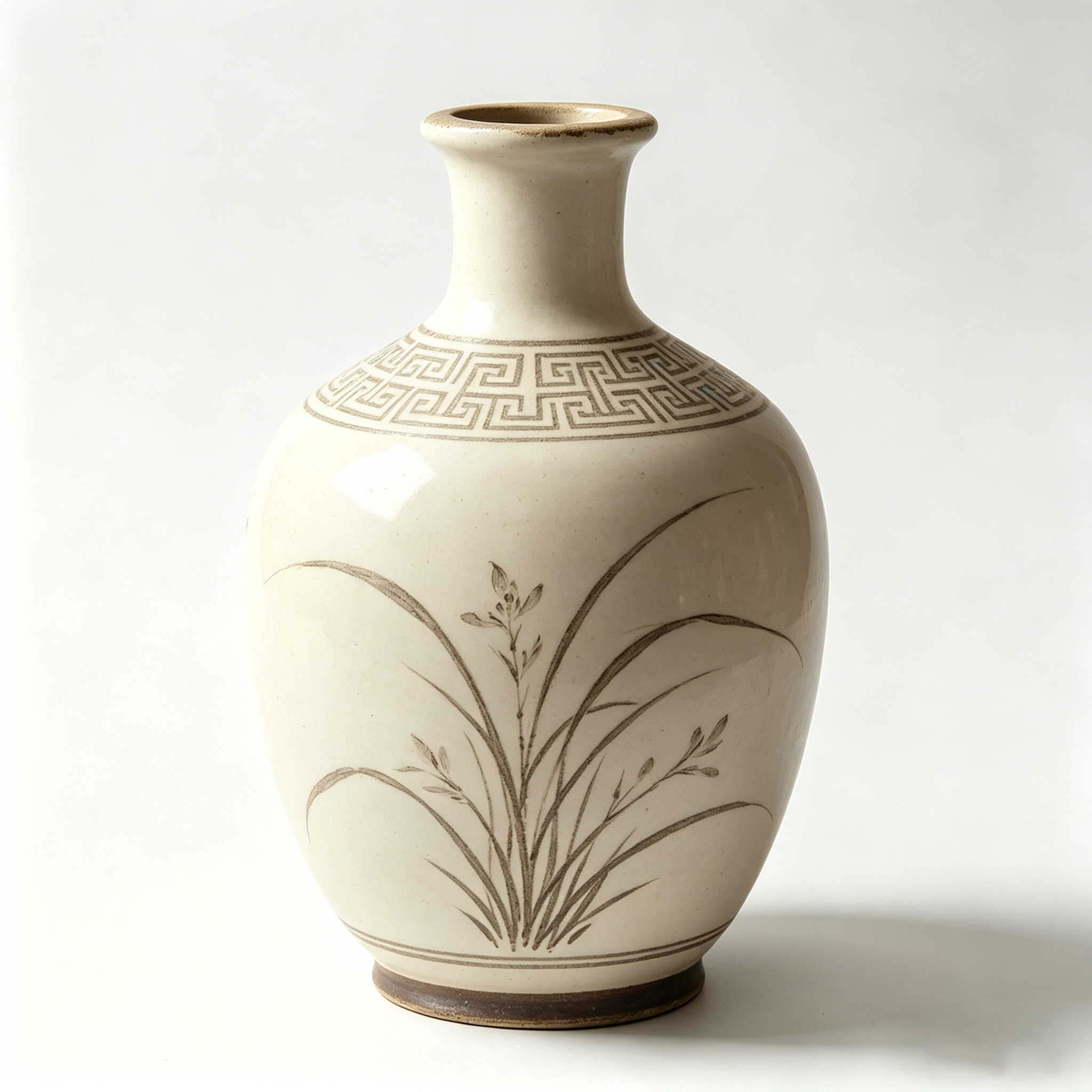 Sepia Orchid Ceramic Bottle Vase