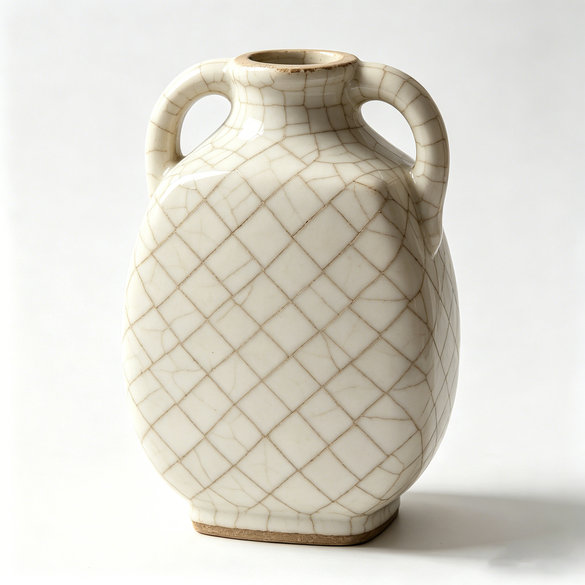 Elegant Crackle Ceramic Vase with Handles