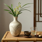Sepia Orchid Ceramic Bottle Vase