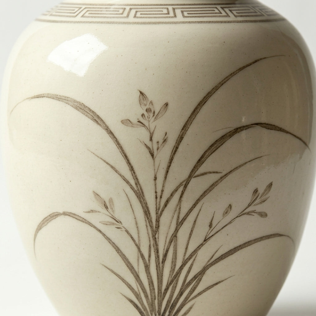 Sepia Orchid Ceramic Bottle Vase