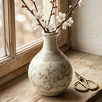 Sepia Blossom Ceramic Bottle Vase