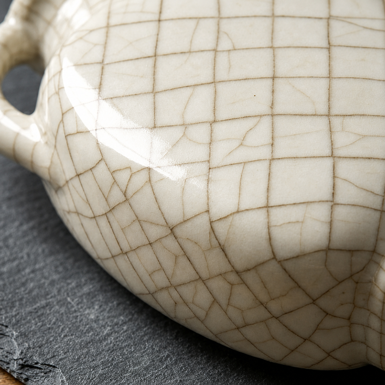Elegant Crackle Ceramic Vase with Handles