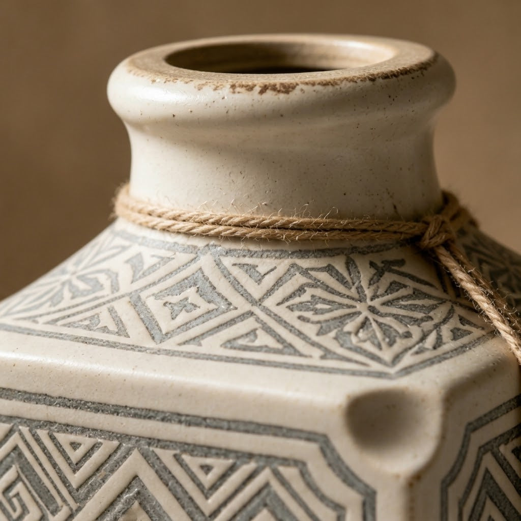Rustic Geometric Ceramic Vase