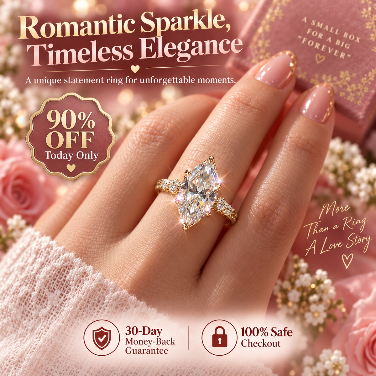✨ A Ring as Unique as Your Love — Marquise Floral Crown Ring
