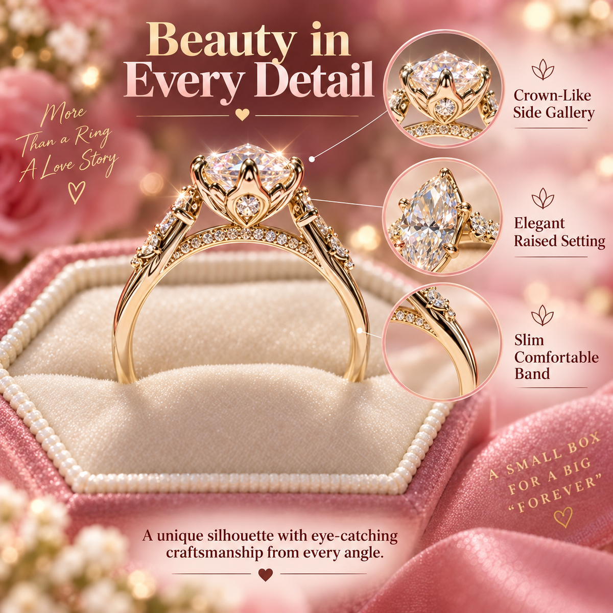 ✨ A Ring as Unique as Your Love — Marquise Floral Crown Ring