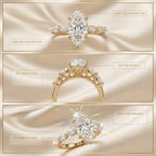 Elegant 1-6ct Marquise Moissanite Ring | 14K Gold Pavé | Passes Tester--Last Day Sale-90% OFF🔥