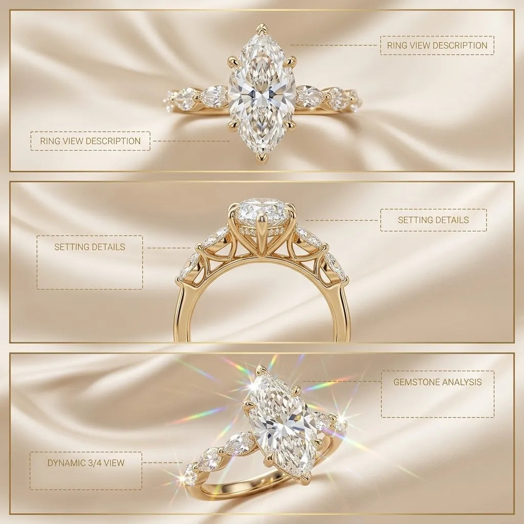 Elegant 1-6ct Marquise Moissanite Ring | 14K Gold Pavé | Passes Tester--Last Day Sale-90% OFF🔥