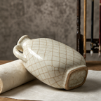 Elegant Crackle Ceramic Vase with Handles