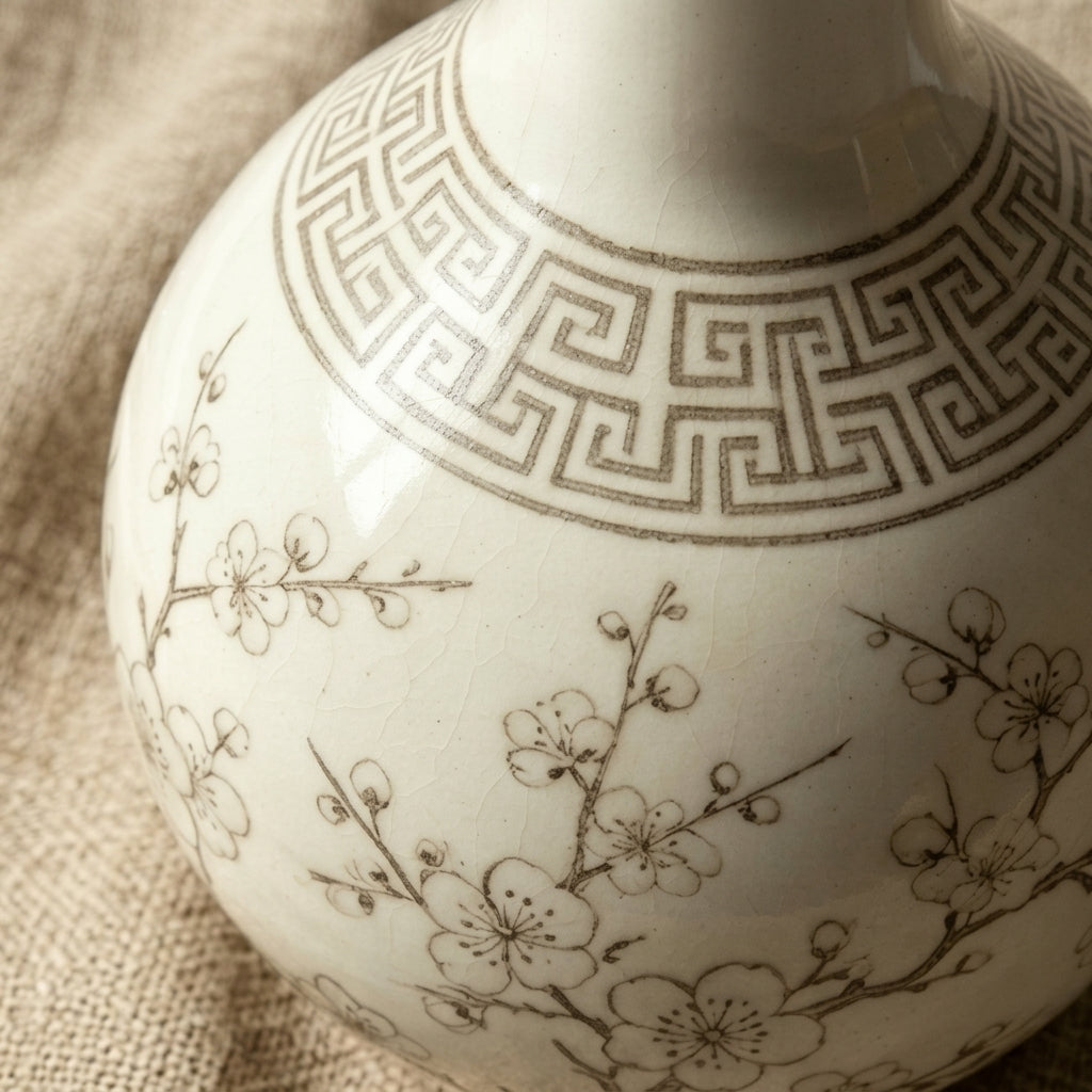 Sepia Blossom Ceramic Bottle Vase