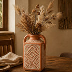 Rustic Square Handle Ceramic Vase
