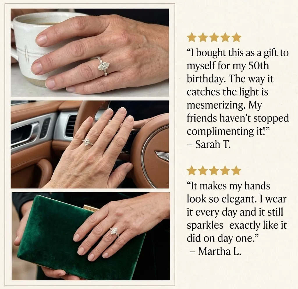 Elegant 1-6ct Marquise Moissanite Ring | 14K Gold Pavé | Passes Tester--Last Day Sale-90% OFF🔥